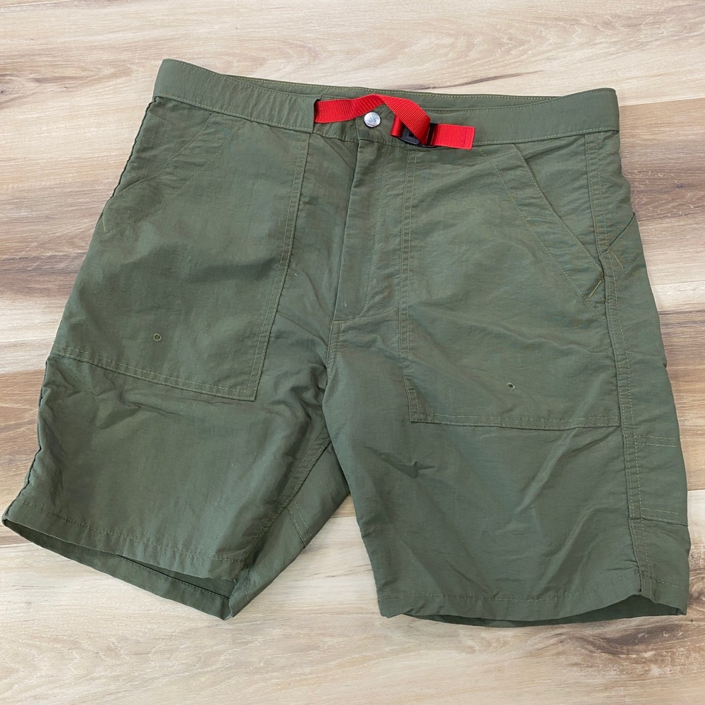 Topo Designs River Shorts Large Hiking Outdoor Nylon Belted Olive Green USA Made